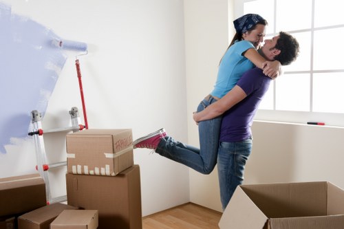 Middle section illustration of organized storage units and packing